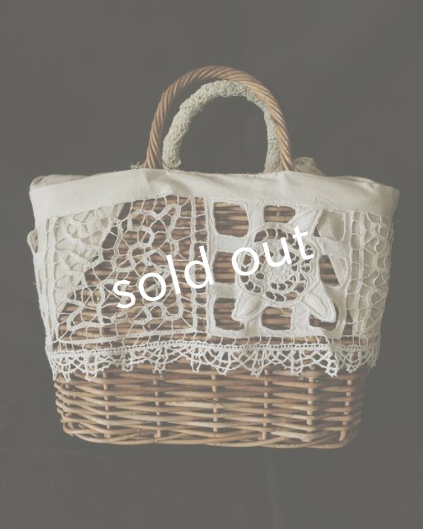 画像7: pollenbienco／十字架とアンティークレースのバスケット (7)