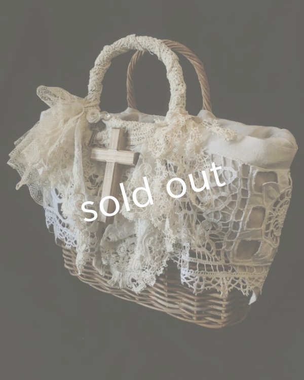 画像11: pollenbienco／十字架とアンティークレースのバスケット (11)