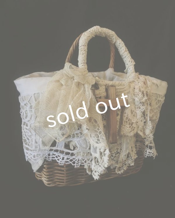 画像9: pollenbienco／十字架とアンティークレースのバスケット (9)