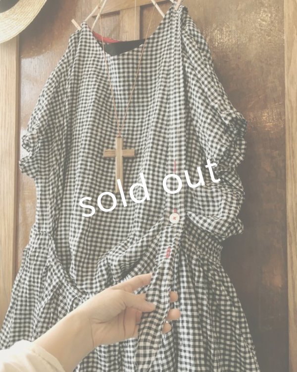 画像4: MARCHE' DE SOEUR/ワンショルダーワンピース・ブラックギンガム (4)