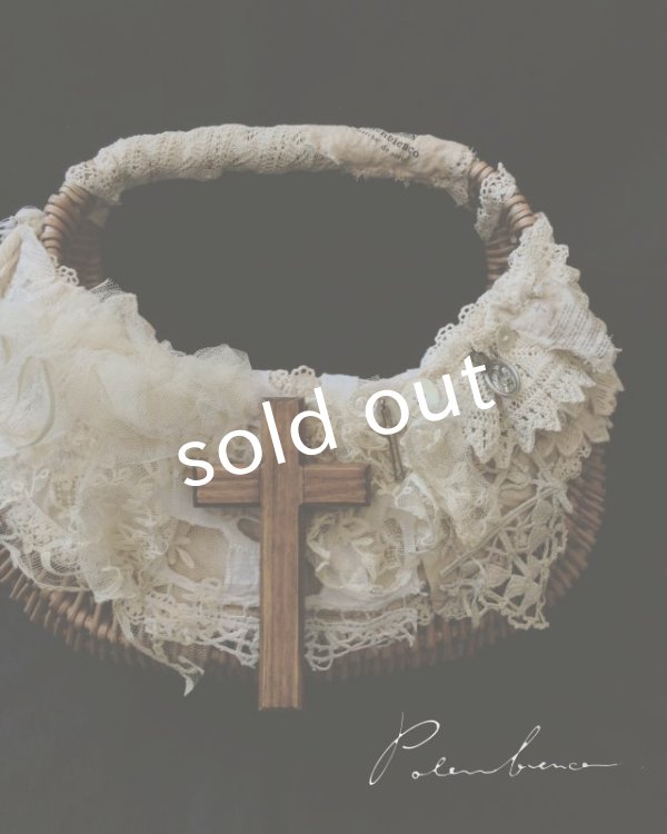 画像3: pollenbienco／十字架とアンティークレースのバスケット (3)