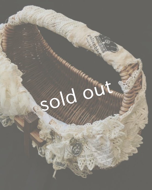 画像7: pollenbienco／十字架とアンティークレースのバスケット (7)