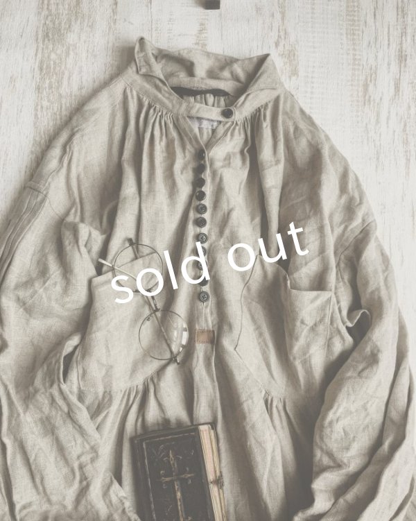 画像4: HALLELUJAH/1890's Bourgeron 1890年代 羊飼いシャツワンピース・flax (4)