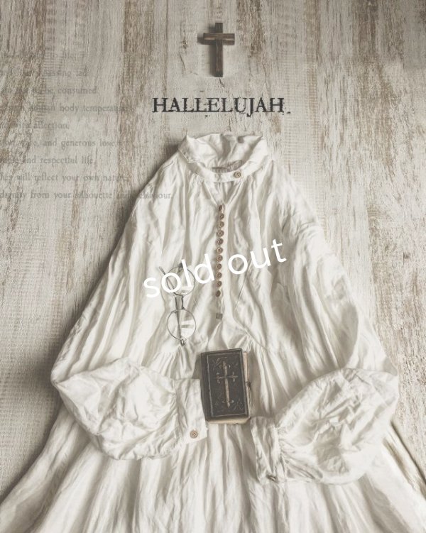 画像1: HALLELUJAH／1890's Bourgeron　1890年代　羊飼いシャツワンピース・off white (1)