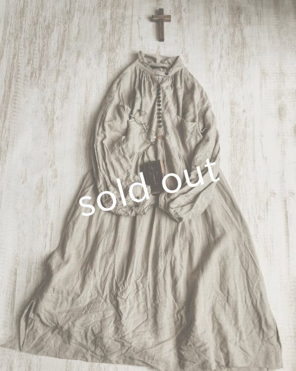 画像2: HALLELUJAH/1890's Bourgeron 1890年代 羊飼いシャツワンピース・flax (2)