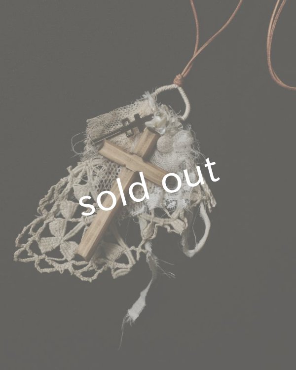 画像2: pollenbienco／アンティークレース十字架ネックレス・a (2)