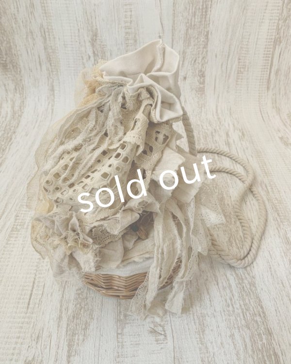 画像9: pollenbienco／アンティークレースの巾着かごリュック (9)