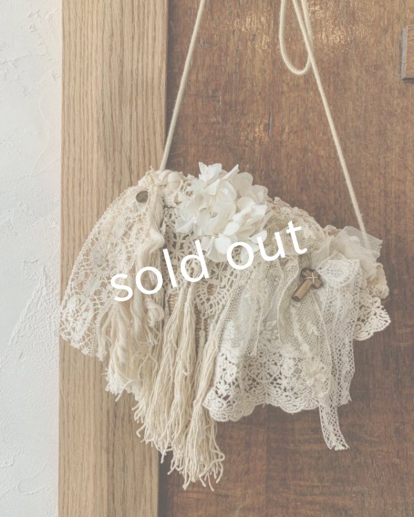 画像7: pollenbienco/アンティークレースのかごポシェット・a (7)