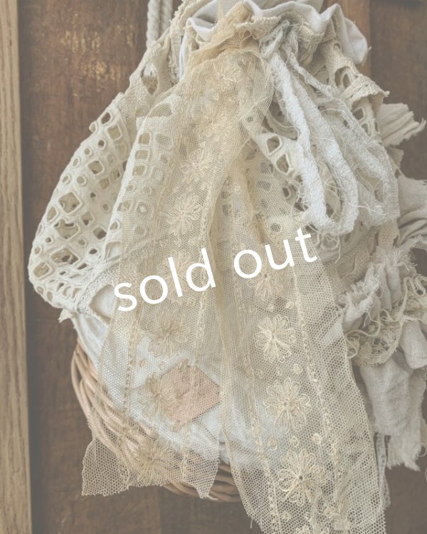 画像6: pollenbienco／アンティークレースの巾着かごリュック (6)