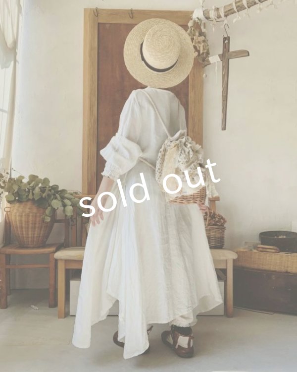 画像11: pollenbienco／アンティークレースの巾着かごリュック (11)