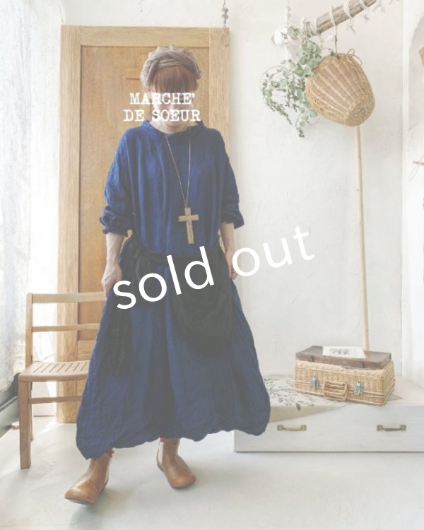 画像11: 再入荷MARCHE' DE SOEUR／種蒔きBag付きワンピース ・インディゴ (11)