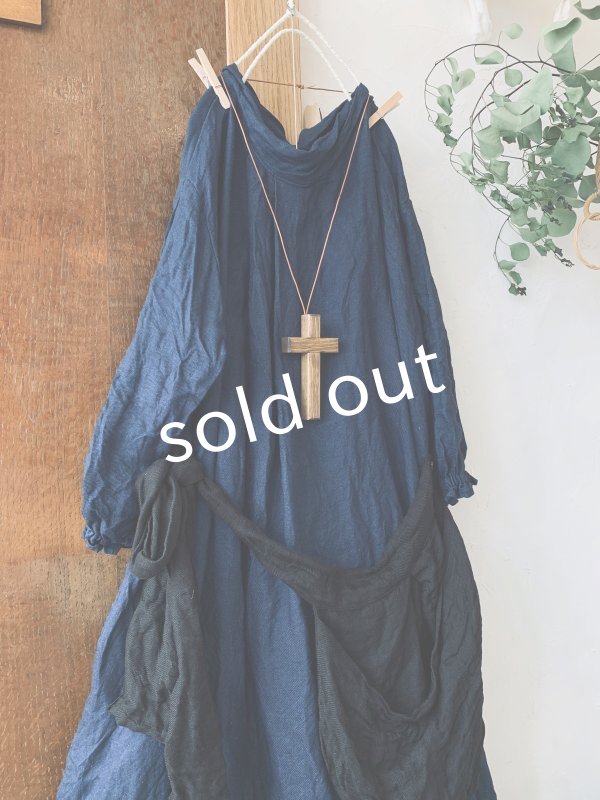 画像2: 再入荷MARCHE' DE SOEUR／種蒔きBag付きワンピース ・インディゴ (2)