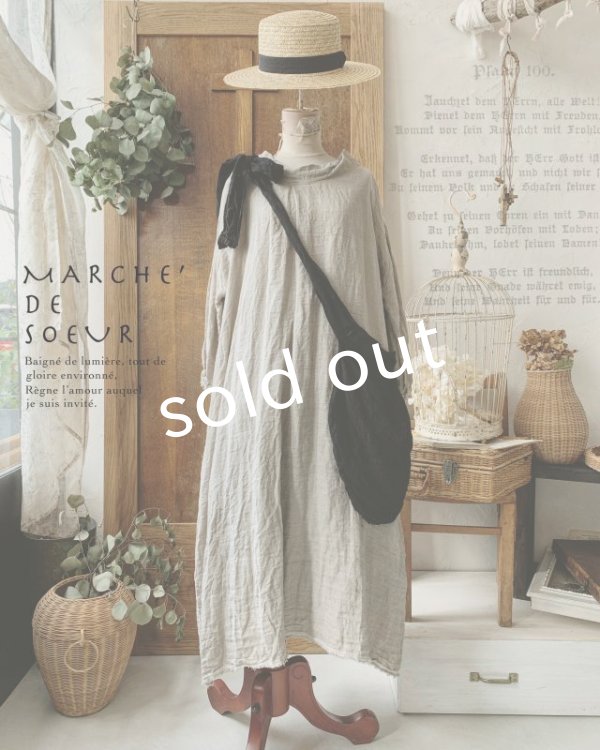 画像2: MARCHE' DE SOEUR／種蒔きBag付きワンピース ・生成り (2)