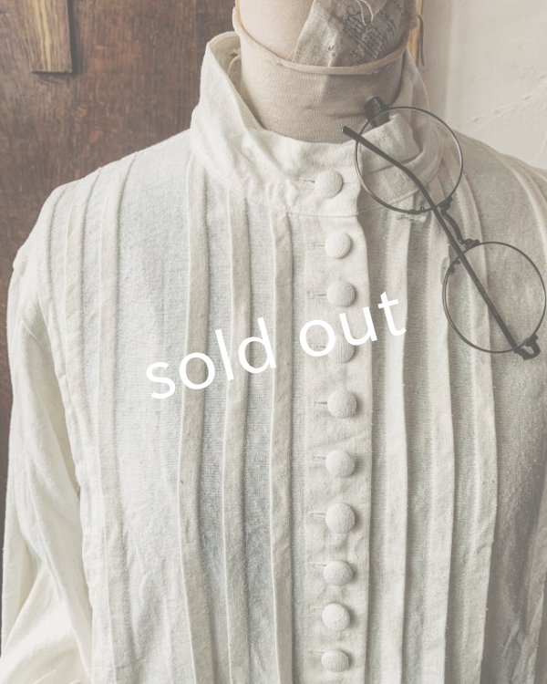 画像11: HALLELUJAH／Chemisier à plis d'époque プリーツシャツ・navy (11)