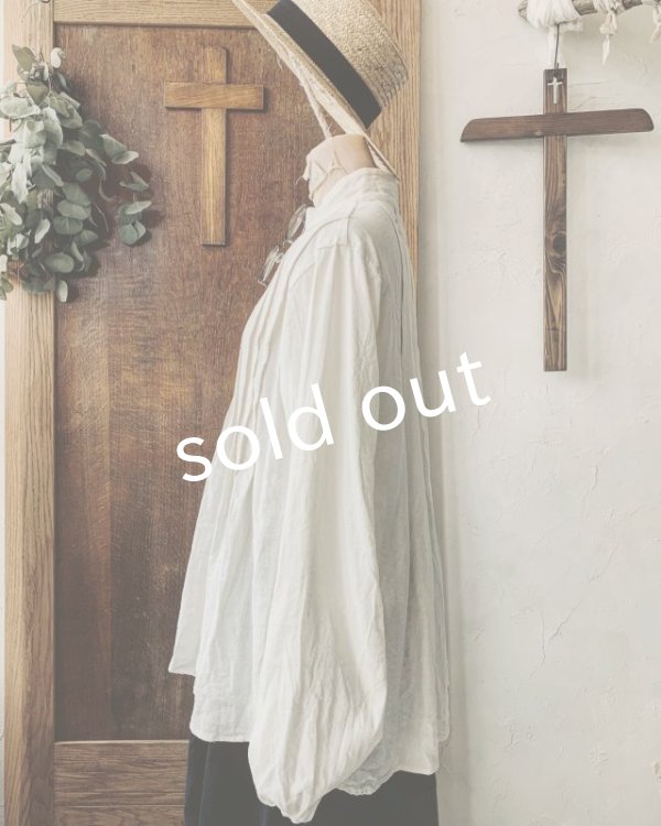 画像14: HALLELUJAH／Chemisier à plis d'époque プリーツシャツ・navy (14)