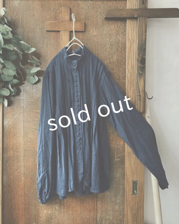 画像6: HALLELUJAH／Chemisier à plis d'époque プリーツシャツ・navy (6)