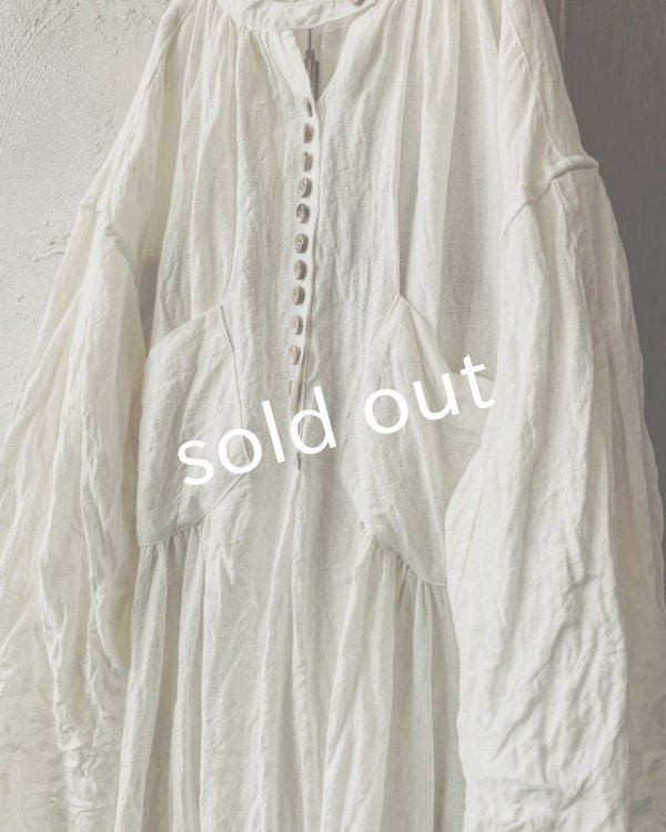 画像7: HALLELUJAH／1890's Bourgeron　1890年代　羊飼いシャツワンピース・off-white (7)