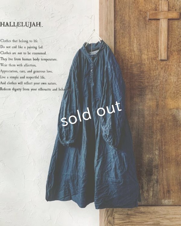 画像1: HALLELUJAH／1890's Bourgeron 1890年代 羊飼いシャツワンピース・indigo (1)