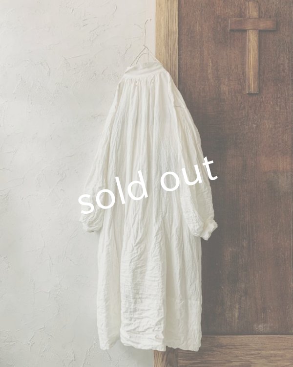 画像10: HALLELUJAH／1890's Bourgeron　1890年代　羊飼いシャツワンピース・off-white (10)