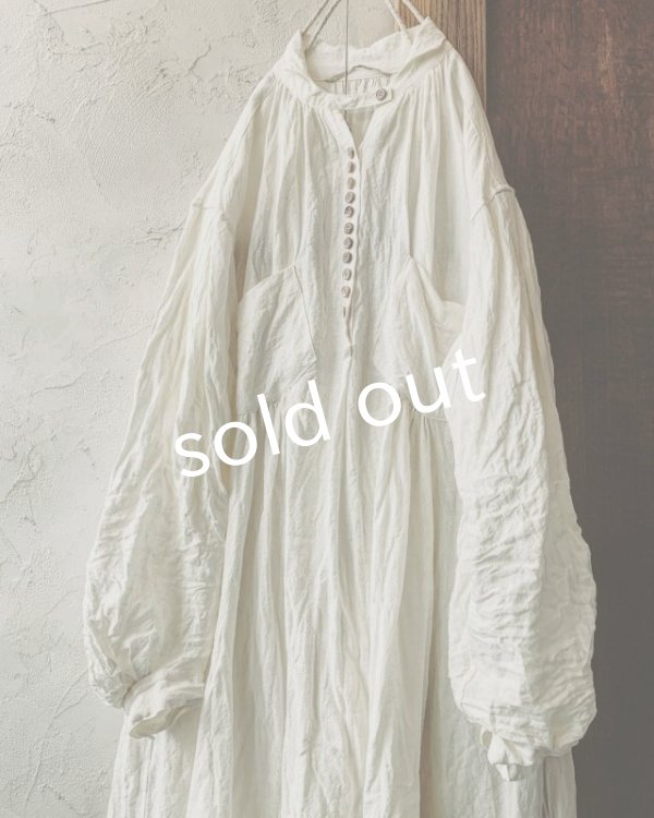 画像2: HALLELUJAH／1890's Bourgeron　1890年代　羊飼いシャツワンピース・off-white (2)