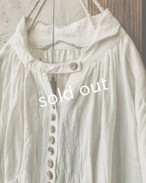 画像3: HALLELUJAH／1890's Bourgeron　1890年代　羊飼いシャツワンピース・off-white (3)