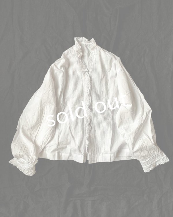 画像8: 1900'アンティークコットンレースブラウス・立ち襟 (8)