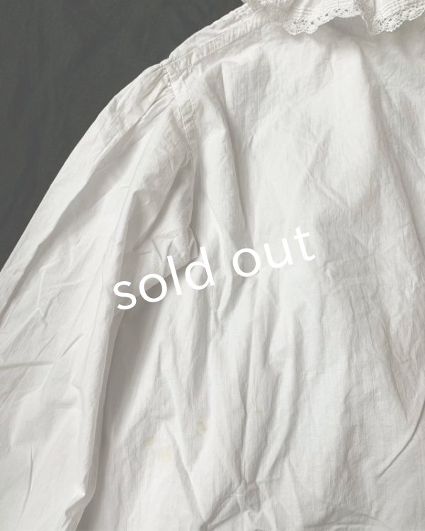 画像10: 1900'アンティークコットンレースブラウス・丸襟 (10)