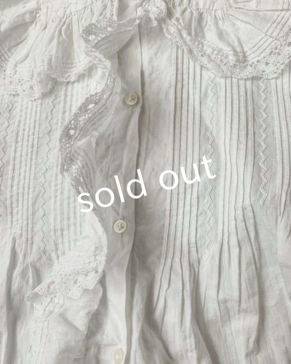 画像5: 1900'アンティークコットンレースブラウス・丸襟 (5)