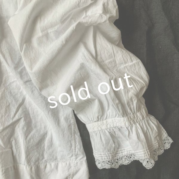 画像6: 1900'アンティークコットンレースブラウス・丸襟 (6)