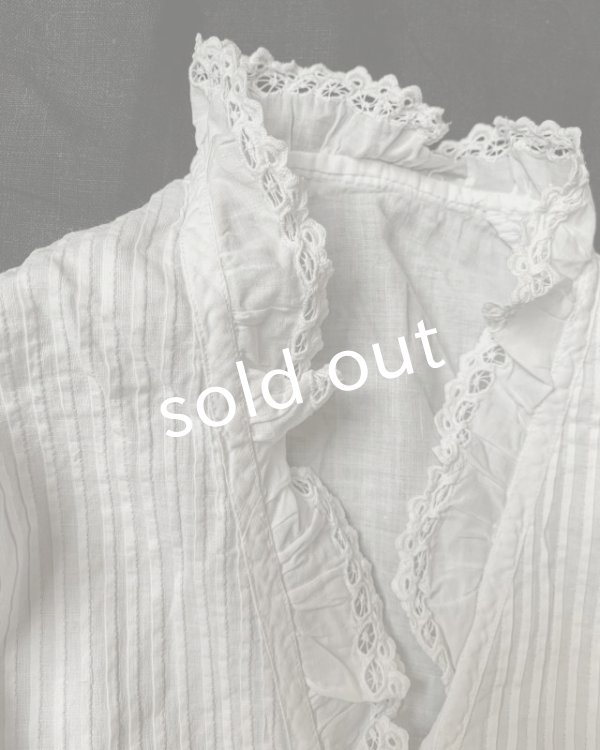 画像3: 1900'アンティークコットンレースブラウス・立ち襟 (3)