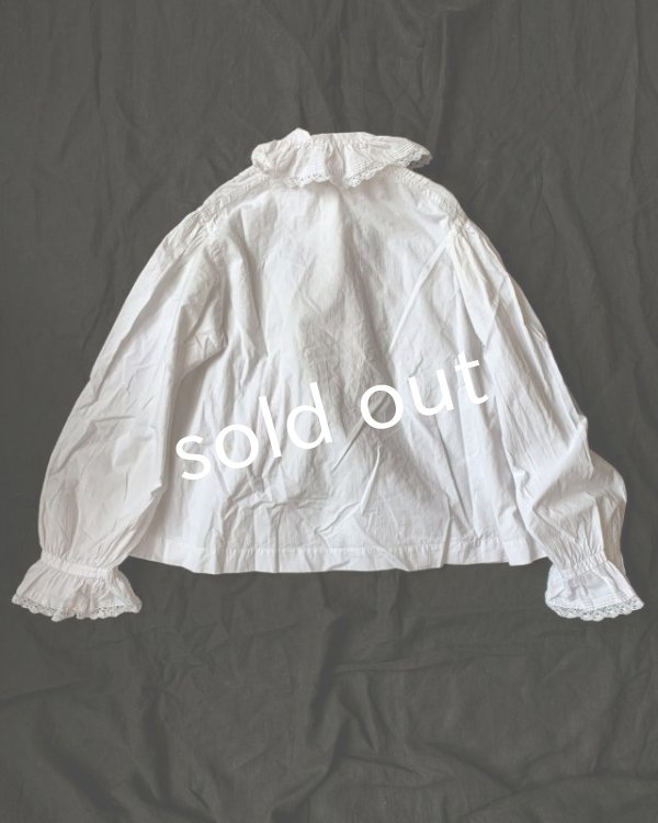 画像8: 1900'アンティークコットンレースブラウス・丸襟 (8)