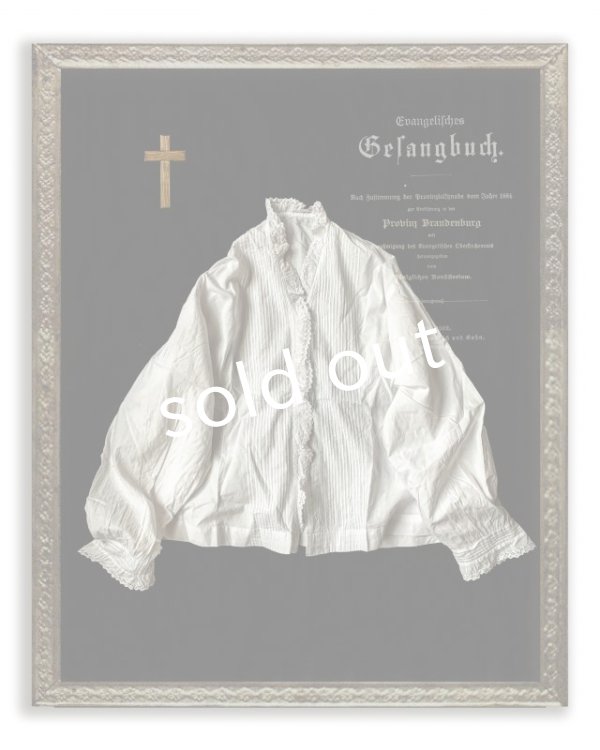 画像2: 1900'アンティークコットンレースブラウス・立ち襟 (2)