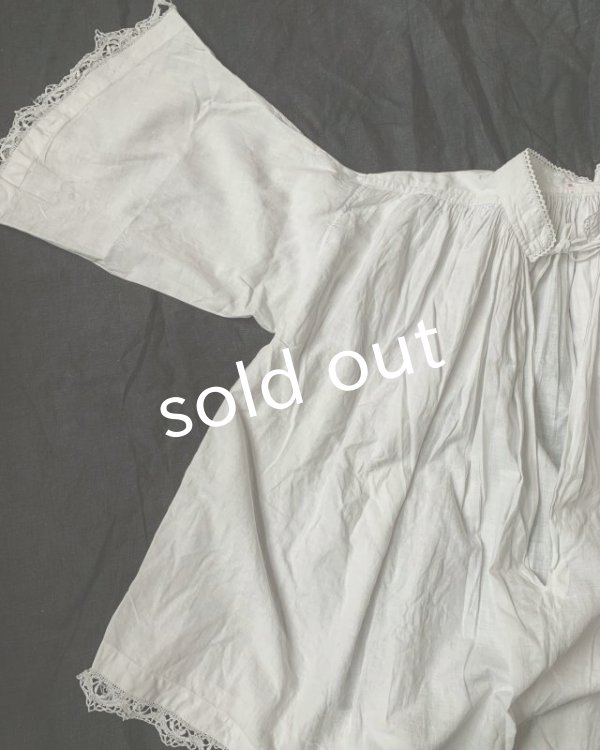 画像7: 1900'アンティークコットンレースブラウス・リボン (7)