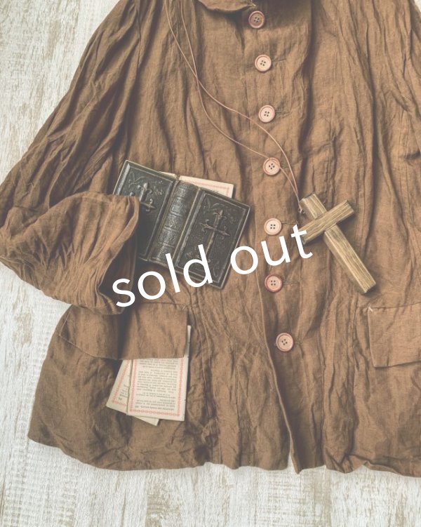 画像2: HALLELUJAH／Vaste de Berger 1890[1890年代 羊飼いのジャケット]・柿渋染めlight brown (2)