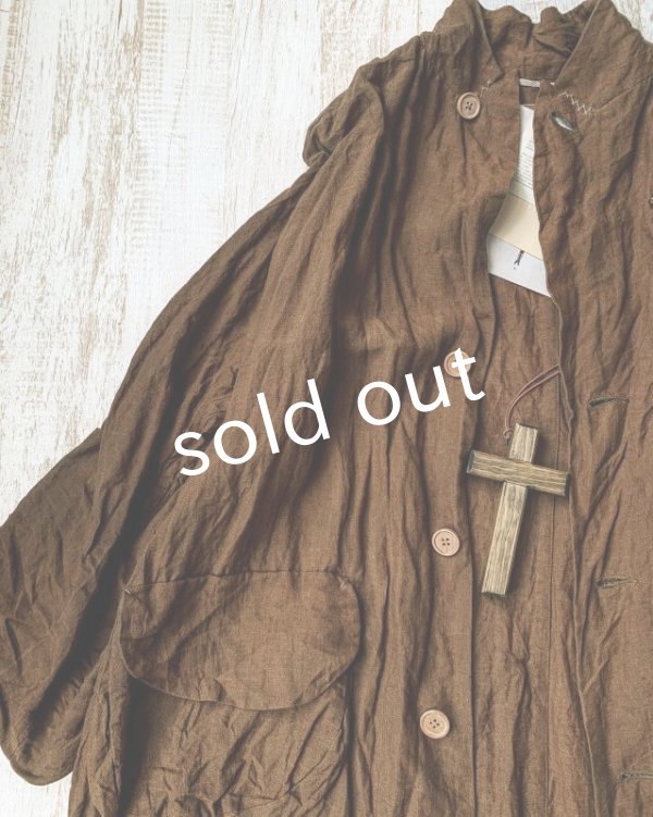 画像2: HALLELUJAH／Manteau1910[1910年代コート]・柿渋染めlight brown (2)