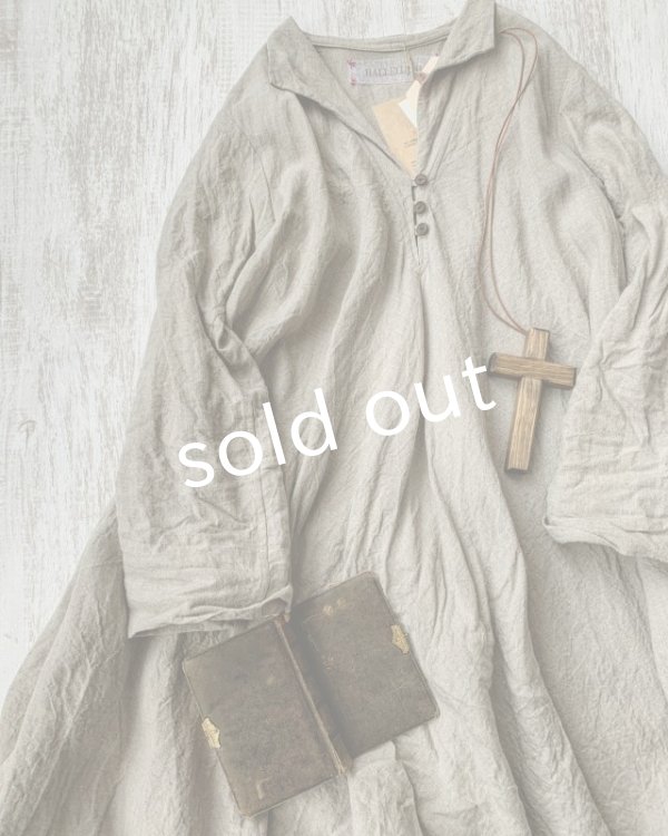 画像4: HALLELUJAH／Robe de femme de chambre 小間使いローブ衿付・flax (4)