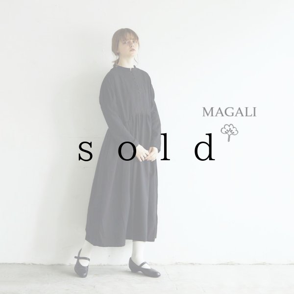 画像1: MAGALI /東炊きコットンビエラ クラシックワンピース・ブラック (1)