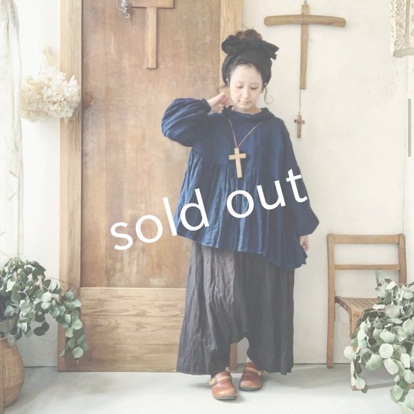 画像8: MARCHE' DE SOEUR／ギャザーブラウス・インディゴ (8)