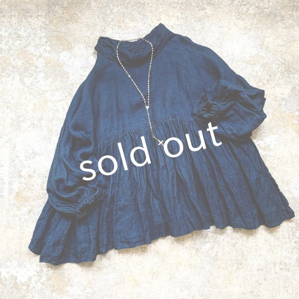 画像3: MARCHE' DE SOEUR／ギャザーブラウス・インディゴ (3)