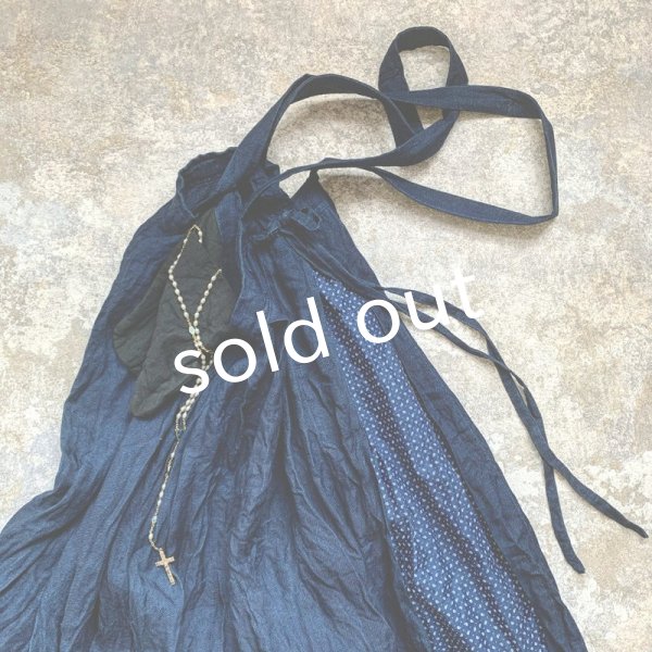 画像2: MARCHE' DE SOEUR／サスペンダーポケットスカート・インディゴ×ペイズリー (2)