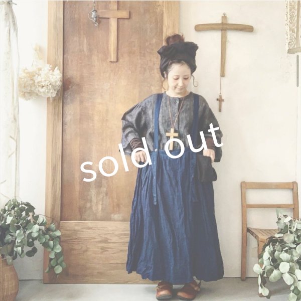 画像8: MARCHE' DE SOEUR／サスペンダーポケットスカート・インディゴ×ペイズリー (8)