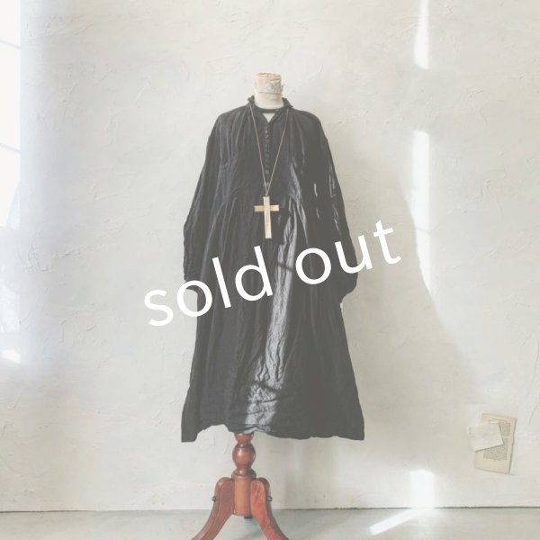 画像2: HALLELUJAH／1890's Bourgeron 羊飼いシャツワンピース・Black (2)