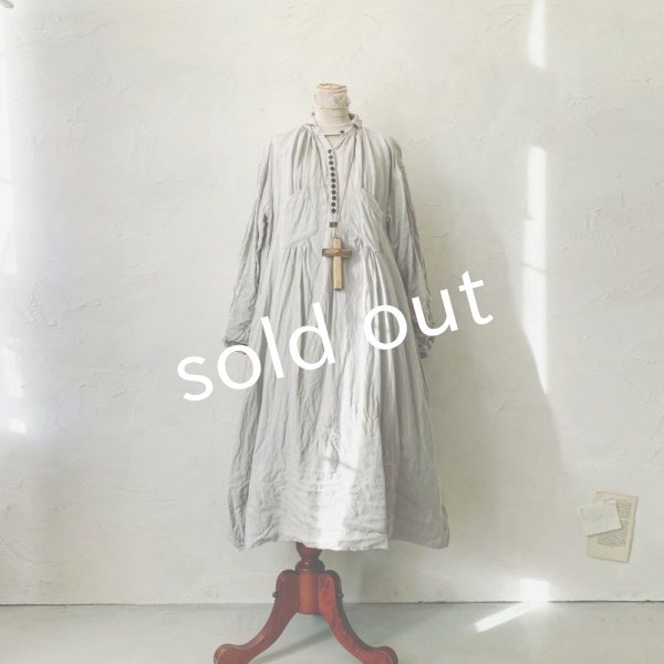 画像3: HALLELUJAH／1890's Bourgeron 羊飼いシャツワンピース・Light Gray (3)