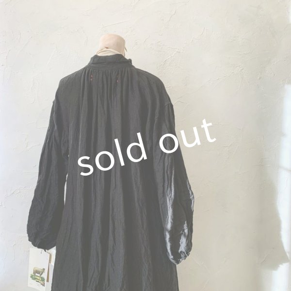 画像8: HALLELUJAH／1890's Bourgeron 羊飼いシャツワンピース・Black (8)