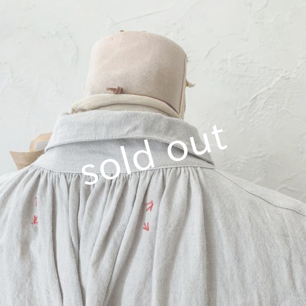 画像8: HALLELUJAH／1890's Bourgeron 羊飼いシャツワンピース・Light Gray (8)