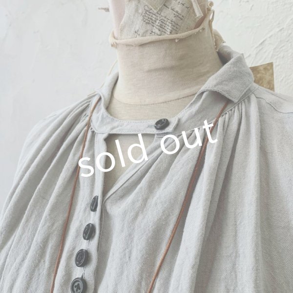 画像4: HALLELUJAH／1890's Bourgeron 羊飼いシャツワンピース・Light Gray (4)