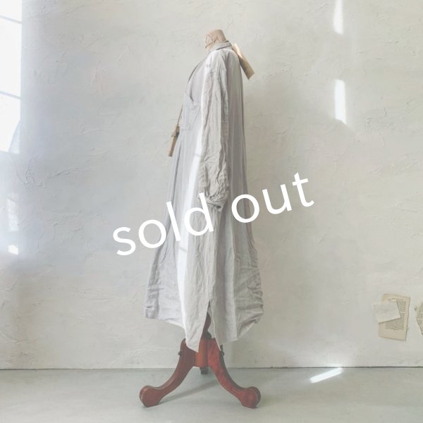 画像6: HALLELUJAH／1890's Bourgeron 羊飼いシャツワンピース・Light Gray (6)