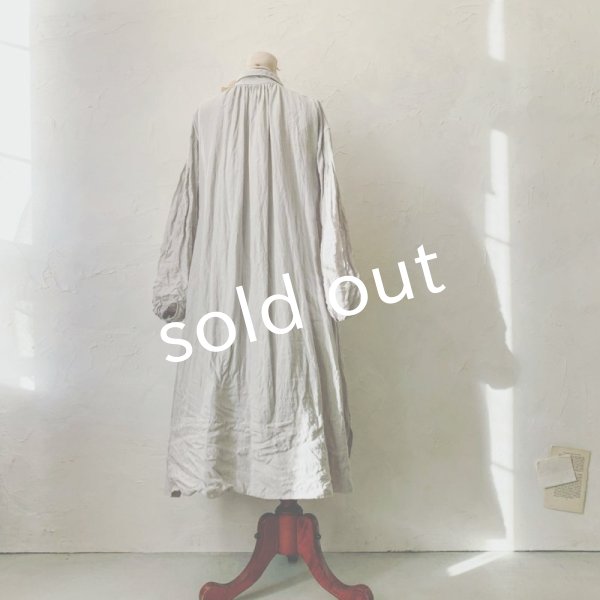 画像7: HALLELUJAH／1890's Bourgeron 羊飼いシャツワンピース・Light Gray (7)