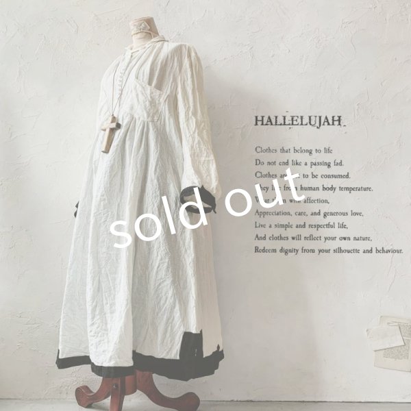 画像1: 当店限定 HALLELUJAH／羊飼いのノマドドレス・Off White×Black (1)