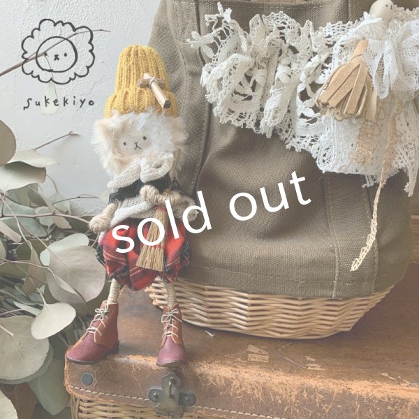 画像2: sukekiyo/赤チェックスケキヨと豆キヨのバッグ (2)